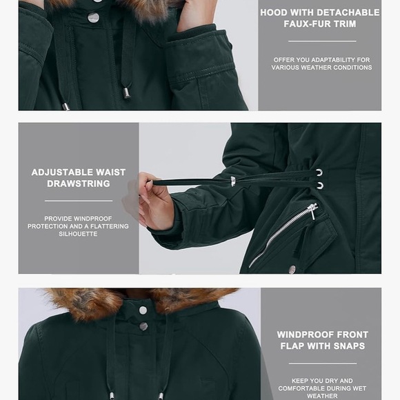 Women’s winter coat fleece lined - Picture 4 of 5